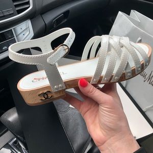 CHANEL white sandals